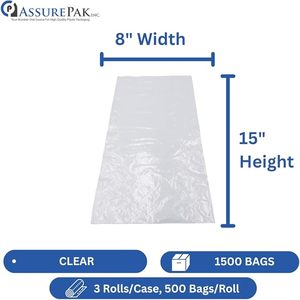 LDPE PE Shrink <b>Bag</b> Roll 1500 <b>Bags</b> 1 Mil Thickness Embossing Recyclable Food Produce Grocery Small Business Packaging Hand Length - Product Image 3