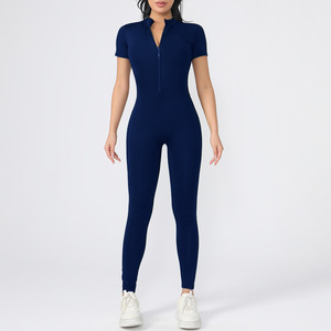 Leggings Deportivos de Manga Corta para Mujer, con Cierre Frontal, Ajustados, Sin Costuras, de Secado Rápido, Spandex/Nailon, para Fitness, Gimnasio, Entrenamiento, Baile, Ejercicio, Yoga - Product Image 1