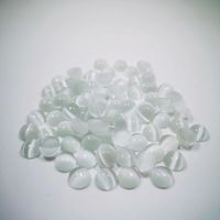 Forme ovale bon marché, perles colorées œil de chat, Cabochon en pierre noire plate, vente en gros
