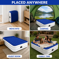 Matelas Gonflable Triple avec Pompe AC Intégrée, PVC Floqué, Rehaussé 40cm, Portable pour Maison, Camping, Hôtel, OEM