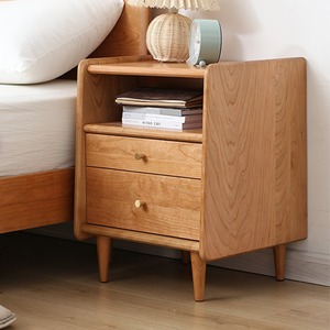 Nordic Style Solid Wood Nightstand With <b>Drawers</b> Bedroom Storage Cabinet For <b>Small</b> Apartment - Product Image 1