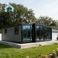 Villa conteneur extensible de 30 pieds, 2 chambres, mur en verre panoramique, luxe pour location de vacances en bord de mer, boutique de glamping, complexe hôtelier