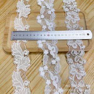 Passamaneria in pizzo di poliestere ricamato a filo sottile in rete bianca stile francese, decorazione floreale, accessori fai da te per orli di abiti, matrimoni, <span class=keywords><strong>Lolita</strong></span> - Product Image 3