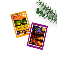 Tarjetas de Agradecimiento con Impresión de Logotipo Personalizado de Alta Calidad, Estampado en Caliente, Pintura al Óleo, Tarjeta de Felicitación con Sobres Naranjas