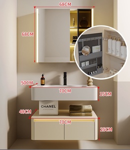 Wholesale different style size Modern hotel style white wood Lacquer Bathroom cabinet Sets Vanities with ceramic basin - Product Image 5