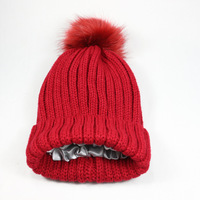 Mode Unisex Gebreide Custom Beanie Bobbel Hoeden Verwijderbare Pom Bulk Winter Vlek Gevoerde Zijde Binnenkant Mutsen