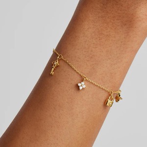 <span class=keywords><strong>Bracelet</strong></span> d'été en argent 925 avec cadenas et clé en forme de cœur de <span class=keywords><strong>lotus</strong></span> en or vermeil 18 carats pour <span class=keywords><strong>bracelet</strong></span> en zircone cubique - Product Image 2