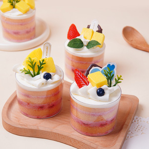 Modelo de postre simulado de pastel Marie en vaso de virutas, para escaparate de pastelería, simulando pastel de crema y vaso de pudín - Product Image 2