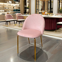 Chaises de restaurant Usine Export vente rose gris bleu vert jaune crème velours rembourré chaises de salle à manger modernes avec pieds en métal