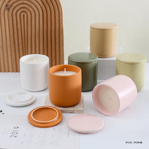 ถ้วยเทียนเซรามิกทรงกระบอกพร้อมฝาปิด สไตล์นอร์ดิก สำหรับตกแต่งบ้าน ของขวัญ DF1135 DF1396 - Product Image 1