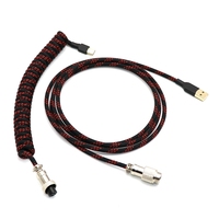 Alta calidad de una sola manga GX12 Aviator Mini Micro Sprial en espiral Tipo-C Cable USB para teclado mecánico