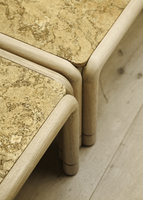 Offre Spéciale moderne table basse en bois massif personnalisée avec tabouret en pierre salon de l'hôtel villa ensemble de meubles de maison