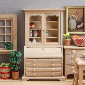 Móveis Miniatura de Madeira para Casa de Bonecas 1:12, Armário de Armazenamento Vintage Estilo Europeu Rústico para Restaurante - Product Image 1