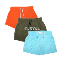 Celana Pendek Pantai Kasual Anak Laki-Laki Ukuran Besar, Bahan Polyester Spandex, Motif Garis, Logo Cetak, Cepat Kering