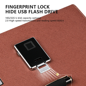 A5 không dây máy tính xách tay ngón tay khóa cá nhân LED chiếu sáng biểu tượng Vòng chất kết dính Organizer PU da Powerbank Nhật Ký - Product Image 2