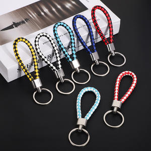 Creative hand woven PU leather rope keychain accessories - Product Image 2