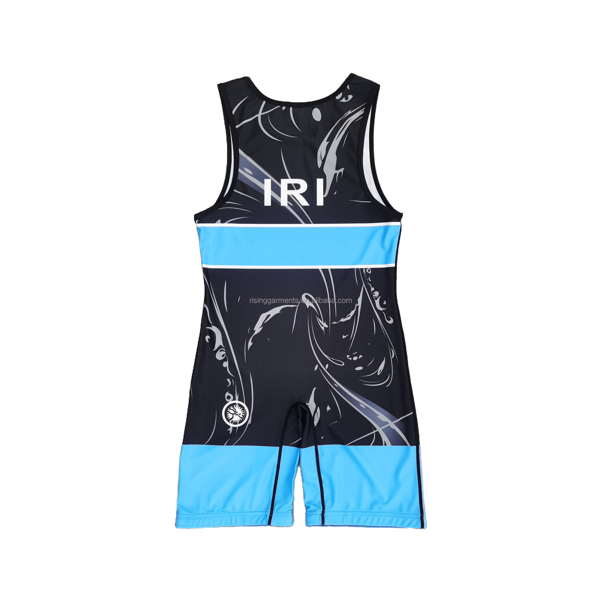 2024 Custom Men's Wrestling Singlet - Blue Combo IRAN, Spandex