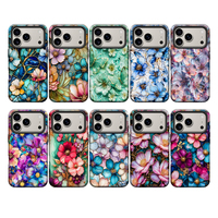 Coque de téléphone antichoc en PC rigide avec motif floral imprimé par transfert thermique, détails ultra-réalistes, pour iPhone 17 Pro MAX 18