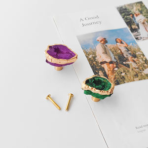 Atacado Golden Side Ágata Porta Handle <span class=keywords><strong>Cabinet</strong></span> botão Guarda-roupa alças e botões Gaveta puxa - Product Image 5