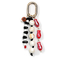 Porte-clés en céramique colorée en forme de petit poisson, pendentif de sac, porte-clés étoile de mer tressé à la main, accessoires de mode, breloques