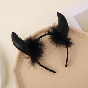 Diadema de Cuernos de Diablo para Cosplay de Halloween, Accesorio para el Cabello con Cuernos de Buey para Fiesta, Baile, Actuación, Plumas, Venta al por Mayor - Product Image 4