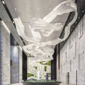 <span class=keywords><strong>Lampadari</strong></span> a Nastro LED Decorativi Personalizzati, Grandi e <span class=keywords><strong>Moderni</strong></span>, per Hall di Hotel e Ville, Forme e Colori Creativi - Product Image 2