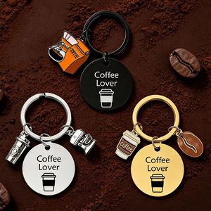 Llavero de Acero Inoxidable con Grabado Láser Personalizable, Diseño de Mochila para Amantes del Café, Regalo con Logotipo - Product Image 1