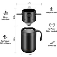 Cafetière de camping parfaite en acier inoxydable, réutilisable, avec ensemble carafe en acier inoxydable et filtres à café