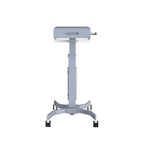Chariot de travail moderne pour hôpital, en aluminium gris, avec 4 roues silencieuses et ressort à gaz, pour ordinateur portable et moniteur - Product Image 2