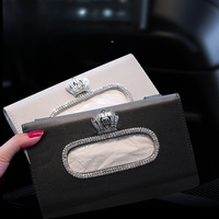 Boîte à mouchoirs de voiture en cuir et cristal JingBo, multifonctionnelle, luxueuse et élégante, porte-serviettes pour pare-soleil, accessoire d'intérieur de voiture