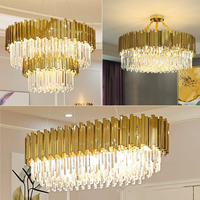CSLIDO personnalisé décor à la maison grands lustres hauts plafonds pendentif lumière salon lampe moderne or luxe K9 lustre en cristal