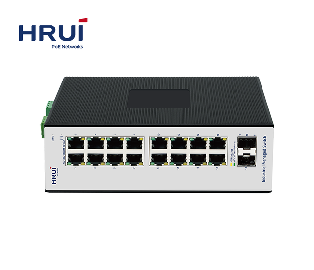 Hot Selling Industrial L2+ Managed Switch, -40°C~75°C, 16 Gigabit RJ45 Ports and 2 GE SFP Ports, DIN-Rail, OEM ODM