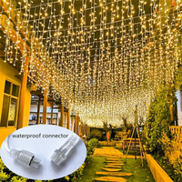 Luces LED de Hielo Conectables de Plástico, 50M 1000LED, Blanco Cálido, DC24V, IP65, Decoración Navideña para Interiores/Exteriores, con Control Remoto