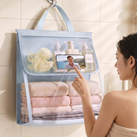 Sac de rangement mural moderne en PVC transparent pour salle de bain, étanche, pour téléphone, vêtements, sèche-cheveux et accessoires