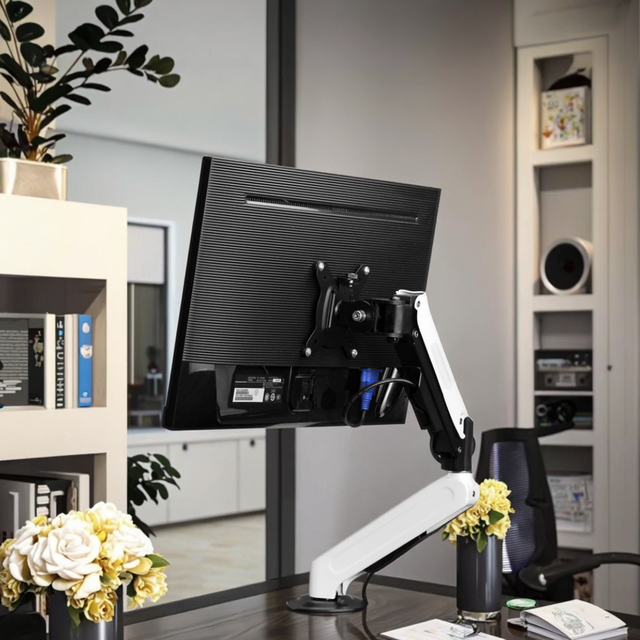 New Dual Gas Spring Heavy Duty Monitor Arm Adjustable Height Stand 360 Tilt Metal Construction for Computer Monitor Workspace