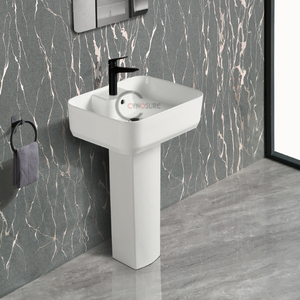 Lavabo de pie moderno y económico de cerámica blanca para renovación de hoteles - Product Image 6