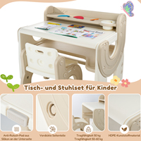 Ensemble de bureau et chaise d'étude pour enfants en plastique moderne avec étagère de rangement, design nuage, pour chambre et salle à manger