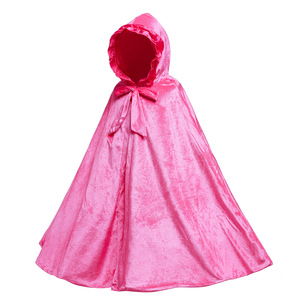 Automne noël solide velours dentelle à capuche enfants cape <span class=keywords><strong>Elsa</strong></span> fille cape longue Style princesse Capes - Product Image 3