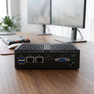 كمبيوتر صناعي مدمج صغير بدون مروحة HW-N260 مع معالج Intel J4125/J1900/N2840/J6412، منفذي COM RS232/485، منفذ VGA، منفذي LAN، دعم WOL - Product Image 1