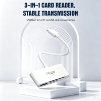 Lecteur de cartes SD et TF Type-C Plug-and-Play, avec port USB 2.0 intégré pour appareil photo numérique, ordinateur de bureau et téléphones compatibles USB-C