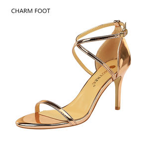 Sandalias de tacón alto de metal con punta abierta para discoteca, zapatos de estilo europeo y americano, puntiagudos, sexys - Product Image 4