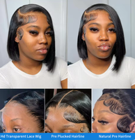 Perruque Bob Naturelle 100% Cheveux Humains, Coupe Droite, avec Fermeture Kim 2*6 et Frontale en Dentelle 13X4, Cheveux Vietnamiens Bruts, pour Femme