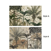 Papier peint non tissé imperméable à l'eau avec motif d'animaux de la forêt tropicale et de plantes vertes, design moderne, installation facile à faire soi-même pour la maison