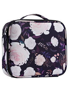 Large Capacity Floral Cosmetic Travel <b>Case</b> with Removable Dividers Portable <b>Makeup</b> Bags Handheld <b>Makeup</b> Artist Organizer Bag - Product Image 1
