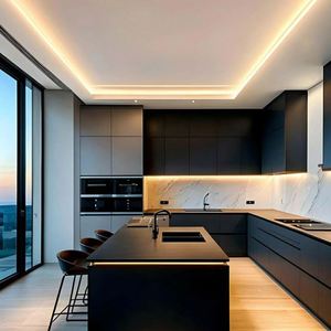 AisDecor Ready to Assemble Complete <b>Wooden</b> Kitchen Furniture Set With Storage Island and Counter Kitchen Cabinets - Product Image 2