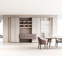 Ensemble de meubles de cuisine pour villa moderne, avec robinet en acier inoxydable, îlots design complets, évier en panneau mélaminé blanc, écologique et modulaire