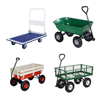 Chariot à quatre roues en acier fermé haute capacité avec roulements robustes pour le transport d'outils en extérieur
