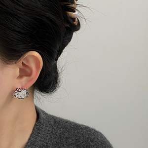 Nuovo oro placcato Iced Out gatto orecchino simpatico cartone animato animale gioielli dolce Cz piccolo gattino <span class=keywords><strong>orecchini</strong></span> fibbia <span class=keywords><strong>per</strong></span> le ragazze - Product Image 3