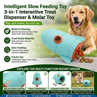 Jouet à mâcher interactif pour chien, bol puzzle en silicone pour chats et chiens, nouveau design, distributeur de friandises dissimulé en forme de fusée