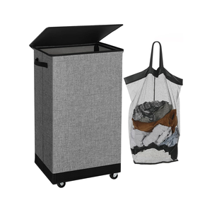 Giặt ủi Hamper với bụi che Giặt ủi Hamper với bánh xe công suất lớn hộ gia đình giặt Hamper - Product Image 6